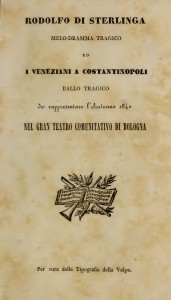 ROSSINI - Rodolfo di Sterlinga - Bologna 1840 - Frontespizio libretto